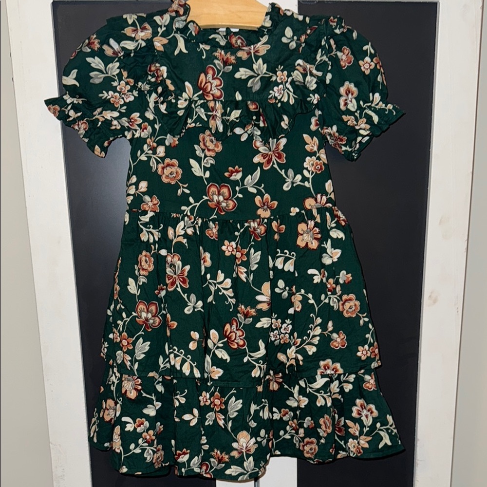 Janie & Jack 6T Floral Green Girls Dress